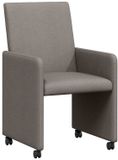 vidaXL Eetkamerstoelen met wielen, 2 stuks, stof, taupe