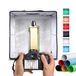 NK Lichtbak voor fotostudio, opvouwbaar, 40 x 40 cm, 120 leds, 3 lichttemperaturen, instelbare helderheid x 10, RA90, kleine producten, sieraden, draaggreep voor transport (6 gekleurde achtergronden)