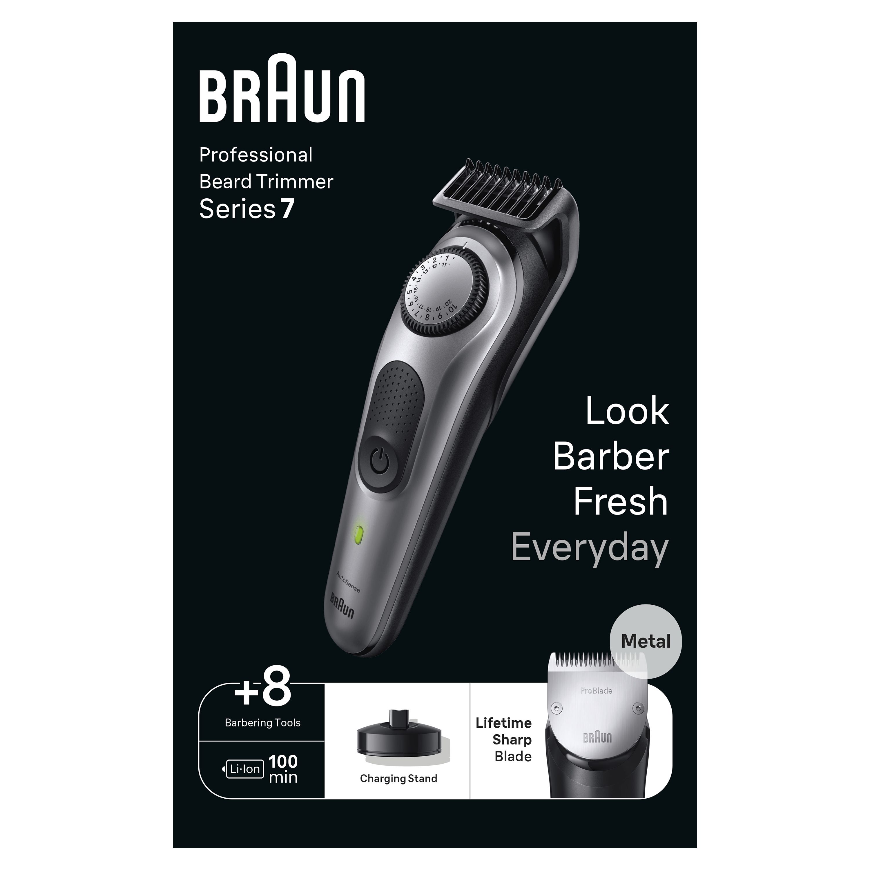Braun BeardTrimmer 7 BT7420 - Baardtrimmer - 40 lengtestanden - 100 min. gebruiksduur