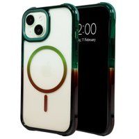 Selencia Gradient Backcover met MagSafe voor de Apple iPhone 15 - Groen / Bruin