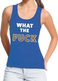 Bellatio Decorations What the Fuck Tanktop / Mouwloos Shirt Blauw Dames S