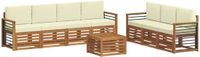 vidaXL - Bank loungeset - 7 zitplekken - Natuurlijk en crème - Massief acacia hout