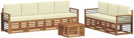 vidaXL - Salon d'angle - 7 places - Naturel et crème - Bois d'acacia massif