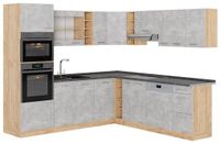 Vicco Hoekkeuken R-Line, Beton/Goudkleurig Eiken, 247 x 237 cm, WB Antraciet