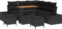 vidaXL Tuinbank Set Zwart Polyrattan 5 Zitplekken Hoek Loungeset Exclusief Kussen