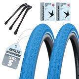 MSZweirad Schwalbe 2-delige set fietsbanden Delta Cruiser Plus HS 431 28 x 1.40 inch (37-622) blauw + SV binnenbanden + 3x MSZweirad bandenlichters