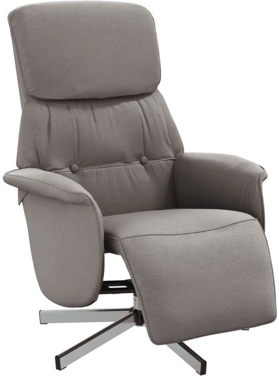 vidaXL Fauteuil verstelbaar met voetensteun stof taupe
