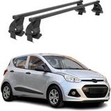 Omac Barres de toit transversales en acier pour Hyundai I10 I 2008-2013 – Antivol inclus – Testées City Crash – Din 75302:2019 – Iso/pas 11154:2006 – Charge max 50 kg Noir