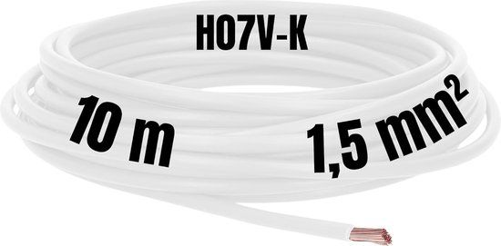 Kalitec 10 meter H07V-K 1,5 mm² witte bedradingskabel