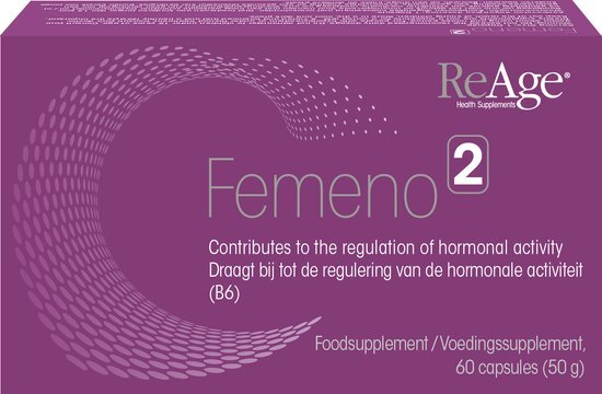 ReAge ReAge® | FEMENO 2 voor Vrouwen | Menopauze Ondersteuning | Ondersteunt een Gezonde Oestrogeenbalans bij Overgangsklachten | Reguleert de Afbraak van Oestrogeen | 60 Capsules