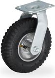 Merkloos Relaxdays Zwenkwiel luchtband - 2.50-4 - met plaatje - tot 120 kg - zwaarlast - zwart-zilver
