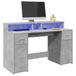 Bureau Maison Exclusive avec éclairage LED, aspect béton gris, 140x55x91 cm, bois composite