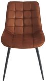 Vente-unique Lot de 2 chaises rembourrées - Velours et métal noir - Terre cuite - OLLUA