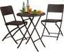 Merkloos Relaxdays tuinset BASTIAN - 3-delig - tafel en 2 stoelen - opklapbaar - rotan look - bruin