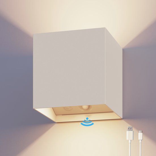 Calex Volterra Oplaadbare Wandlamp Kubus Wit