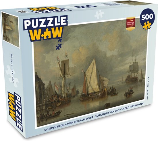 MuchoWow Puzzel Schepen in de haven bij kalm weer - Schilderij van Jan Claesz. Rietschoof - Legpuzzel - Puzzel 500 stukjes