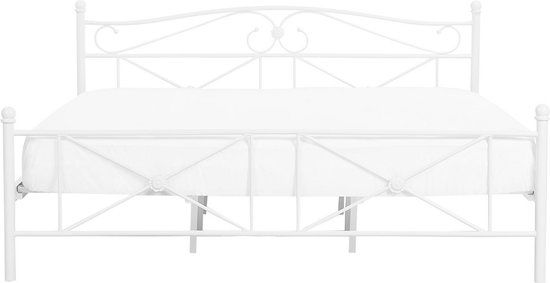 Beliani RODEZ Tweepersoonsbed - Wit - 160x200 cm - Metaal - Lattenbodem