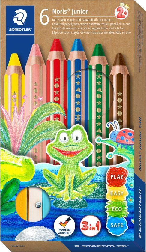 STAEDTLER Noris Junior 3-in-1 Kleurpotloden - Set van 6 - Multi Kleuren