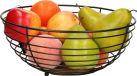 5five Fruitschaal/fruitmand Florence - metaal/acacia hout - D28 x H13 cm - zwart - rond