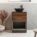 Hudson Reed Hoxton meuble vasque 60cm chêne foncé avec LED et vasque à poser ovale graphite