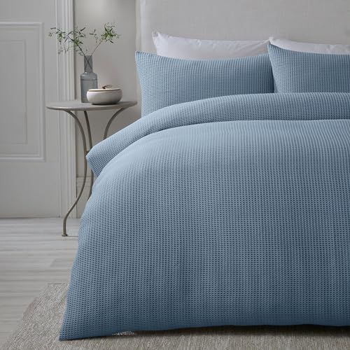 Serene Lindly Getextureerde dekbedovertrekset - Tweepersoonsbed - Blauw