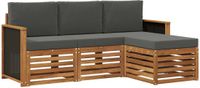 vidaXL Acacia Hout Bank Loungeset 4-Zits Natuurlijk en Antraciet