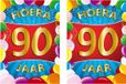 Bellatio Decorations Verjaardag deurposter - 2x - 90 jaar - multi - 59 x 84 cm - feestartikelen