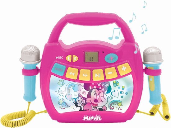 Lexibook - Disney Minnie - Karaoke draagbare digitale speler voor kinderen - Microfoons, Lichteffecten, Bluetooth, Opname- en stemwisselaarfuncties, Oplaadbare batterij,MP320MNZ