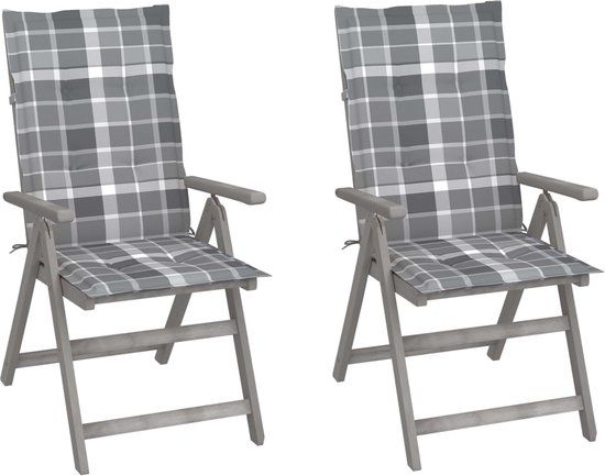 vidaXL Tuinstoelen 8 stuks verstelbaar met kussens acaciahout grijs