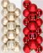 Decoris Kaemingk B.V. Kleine kerstballen - 32x st - champagne en rood - D4 cm - kunststof - kerstversiering