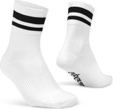 GripGrab Original Stripes Crew Zomer Fietssokken Gestreepte Retro Wielersport Sokken Coolmax - Unisex - Wit - Maat L (44-47)