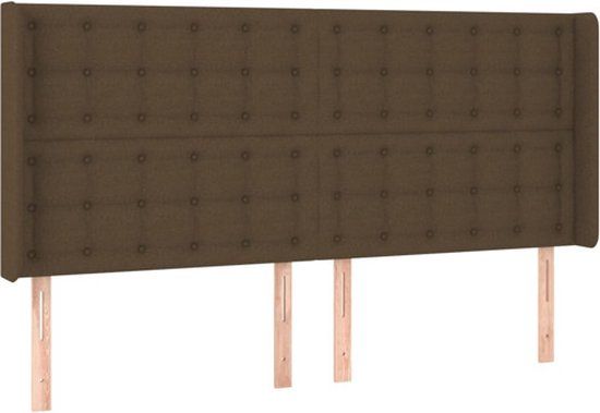 vidaXL Hoofdbord met randen stof donkerbruin 183x16x118/128 cm