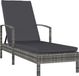 vidaXL Ligbed met armleuningen poly rattan grijs
