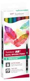 Tombow ABT-6C-3 viltstift ABT Dual Brush pen met twee punten 6-delige set, dermatologisch getest