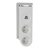 Zenitech Tafelstekkerdoos 2 Schuko 16A stopcontacten + 2 USB A+C 3.4A poorten - 1,5 m kabel - Compact ontwerp - Wit