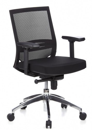 HJH OFFICE Porto Pro 657235 Professionele bureaustoel, stof/net, zwart, draaistoel, armleuningen, zitdiepte en lendensteun verstelbaar