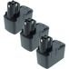 vhbw 3x Batterie de remplacement pour Bosch 2 607 335 054, 2 607 335 055, 2 607 335 071, 2 607 335 081, 2607335090 pour outils (3000 mAh, NiMH, 12 V)