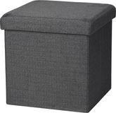 Urban Living Poef/hocker - opbergbox zit krukje - donkergrijs - polyester/mdf - 38 x 38 cm - opvouwbaar