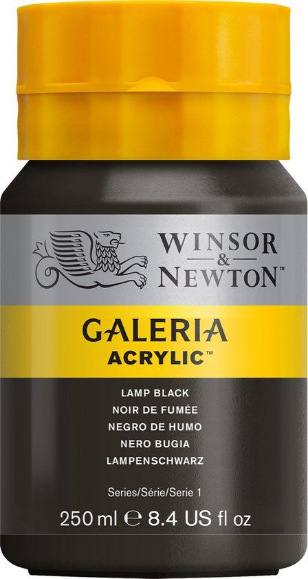 Winsor & Newton Galeria Acrylverf - Lamp Black - 250ml