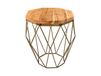 NEXORA Table basse 50 cm aspect acacia et fer avec finition laiton et design géométrique