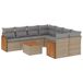 VidaXL 9-delige Loungeset met kussens, poly rattan, beige