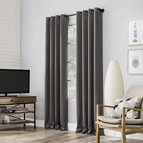 Sun Zero Nordic Theater Grade Blackout Grommet Curtain Panel Pair, 52" x 84", Gray