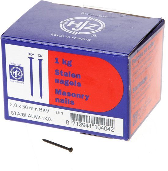 HJZ Stalen nagels blauw bolkop 2.0x30mm
