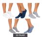 Lot de 30 paires de chaussettes unisexes en coton écoresponsables, chaussettes simples pour baskets, chaussettes basses, gris/blanc/gris clair/bleu clair/bleu