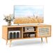 COSTWAY TV-kast met 2 schuifdeuren, tv-lowboard, tv-standaard voor tv's tot 55 inch, televisiekast, mediaconsole voor slaapkamer en woonkamer