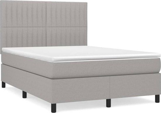 vidaXL Boxspring met matras stof lichtgrijs 140x200 cm