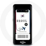 Maniacase Hoesje voor Samsung Galaxy S10 Vliegticket Seoul Zuid-Korea