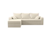Vente-unique Omkeerbare hoekslaapbank van beige ribfluweel ONABIA