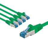 goobay 66058 CAT 6A netwerkkabel in 5-delige set/patchkabel afgeschermd S/FTP/CU ethernetkabel, PiMF, LSZH/Cat 6a-kabel met 10 Gbits/groen/5x 3m