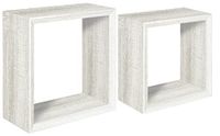 Homemania Ginevra Wandrek voor wanddecoratie, woonkamer, slaapkamer, kantoor, MDF, eiken, wit, 35 x 35 x 15,5/30 x 30 x 15,5 cm
